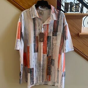 Hard Daddy Shirt Size XL Cream, Blue, Tan & Orange. New with tag